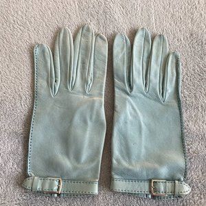 HERMES Soft Blue w/Buckle Gloves Small